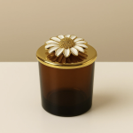 VENA KAHVERENGİ BARDAKLI PAPATYA KAPAKLI YASEMİN KOKULU MUM